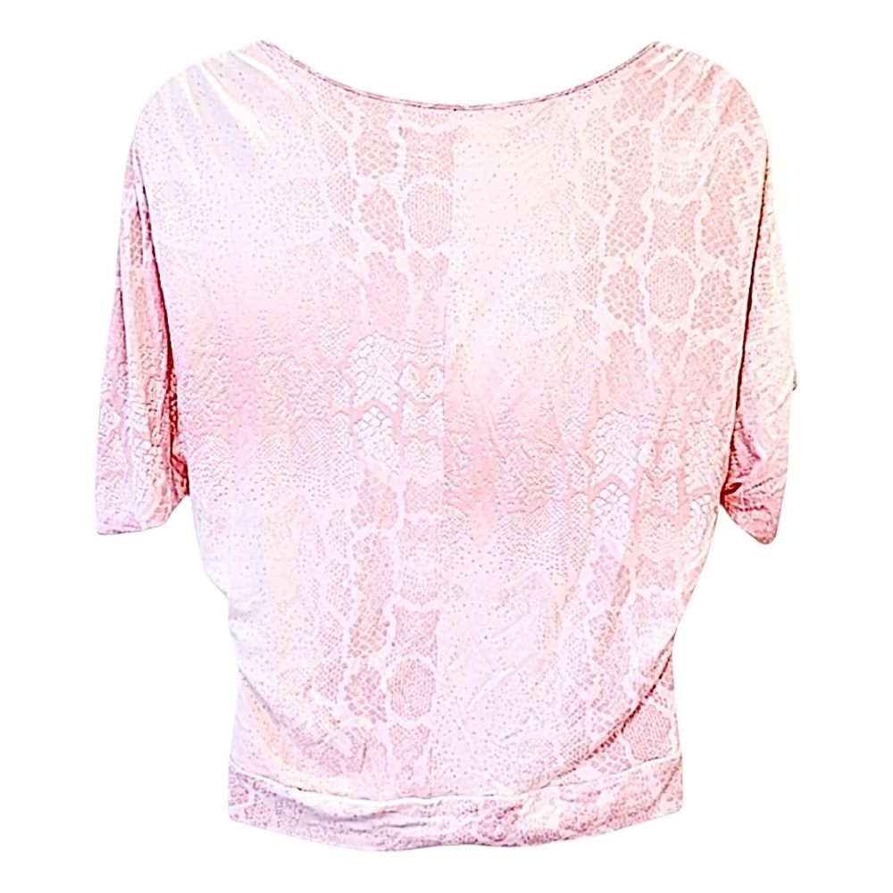 JUICY COUTURE Sz XL Glitter Cream / Pink Snakeskin Patterned Top.